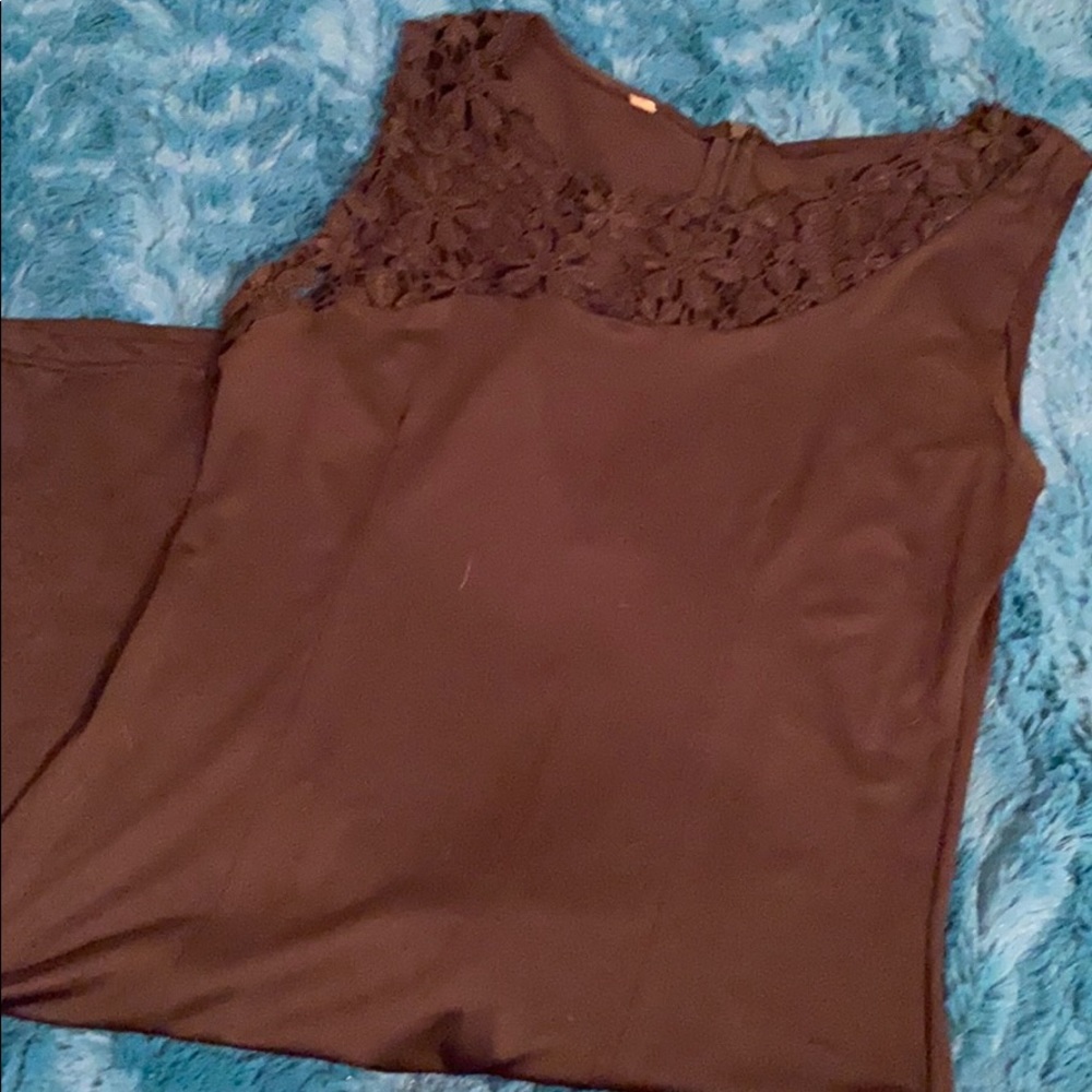 Black dress with floral lace detail